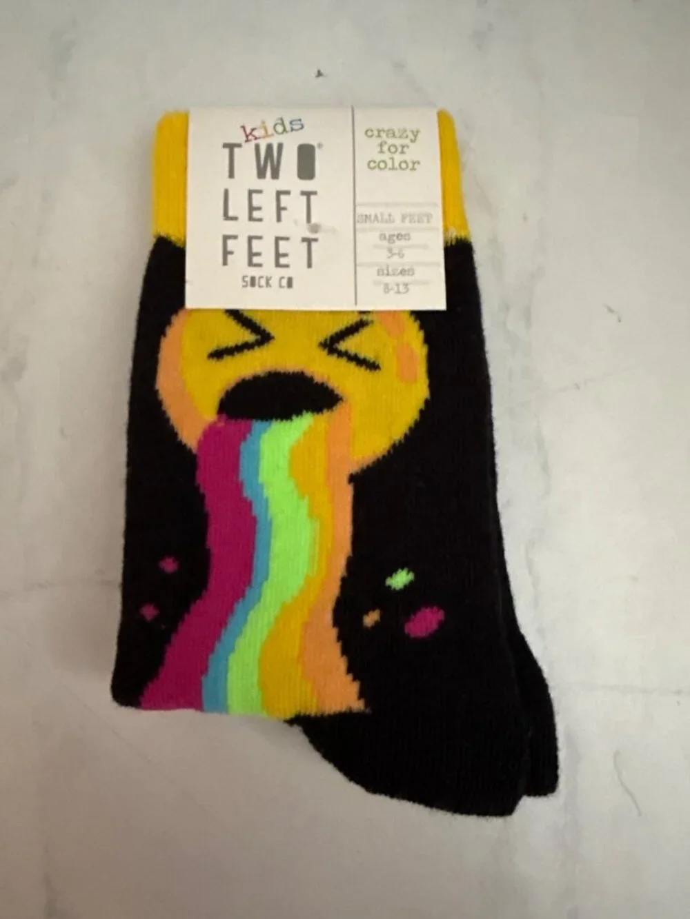 Two Left Feet Kids Crazy For Color Socks Small Feet Ages 3-6 Sizes 8-13 Rainbow